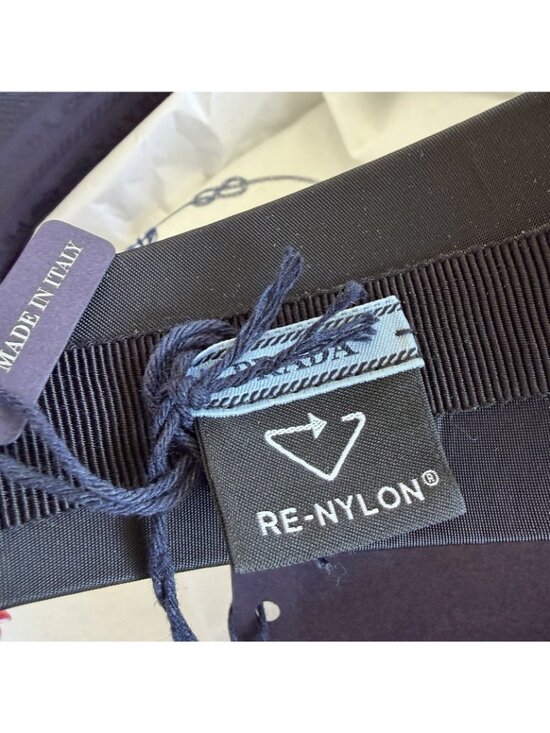 NWT PRADA Triangle logo hair accessory Hair band head band Nylon Black